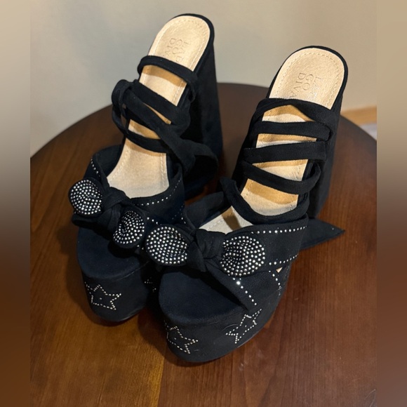 Wrap Style Rhinestone Star Peep Toe Platform Heels Sz 9 - Picture 3 of 9